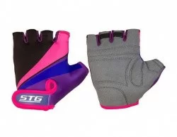 Перчатки STG 909 с защитной прокладкой на липучке фиолет/черн/розов Х87909
