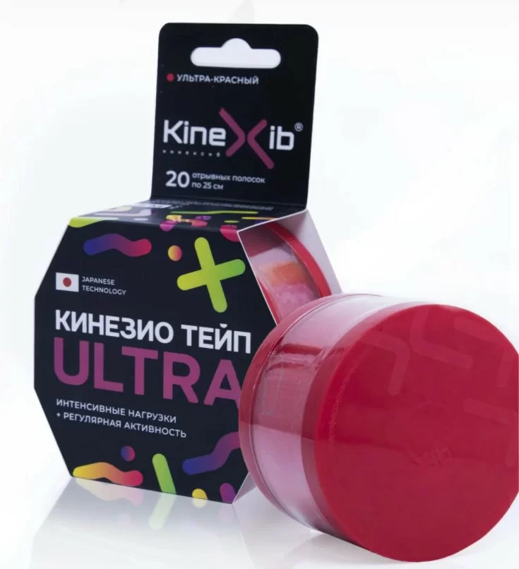 Тейп Кинезио Kinexib Ultra 5 м * 5 см красный Фото Тейп Кинезио Kinexib Ultra 5 м * 5 см красный со склада магазина Спортев