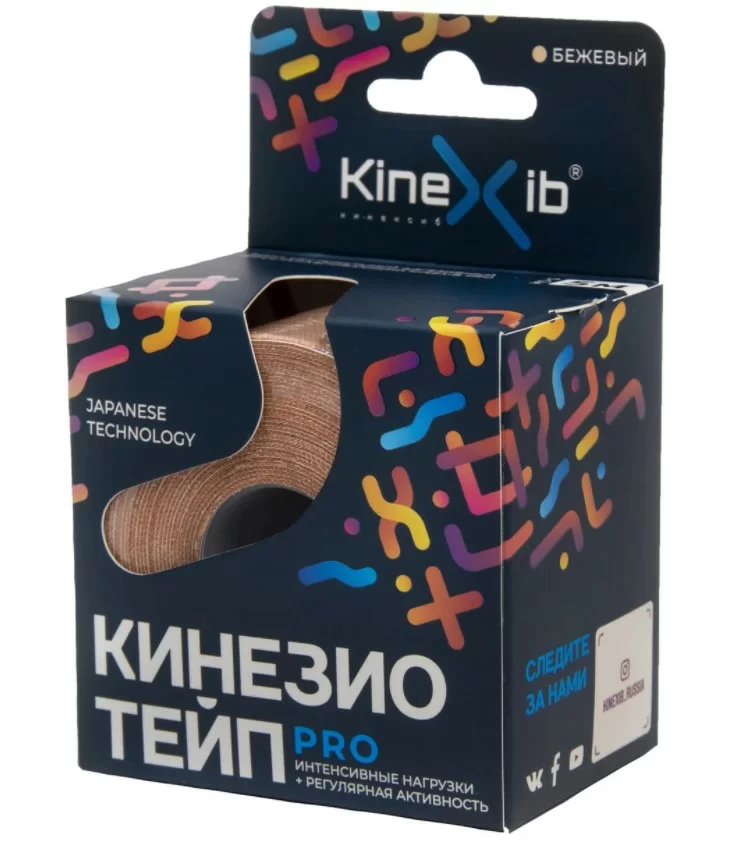 Тейп Кинезио Kinexib Pro 5 м * 5 см бежевый Фото Тейп Кинезио Kinexib Pro 5 м * 5 см бежевый со склада магазина Спортев