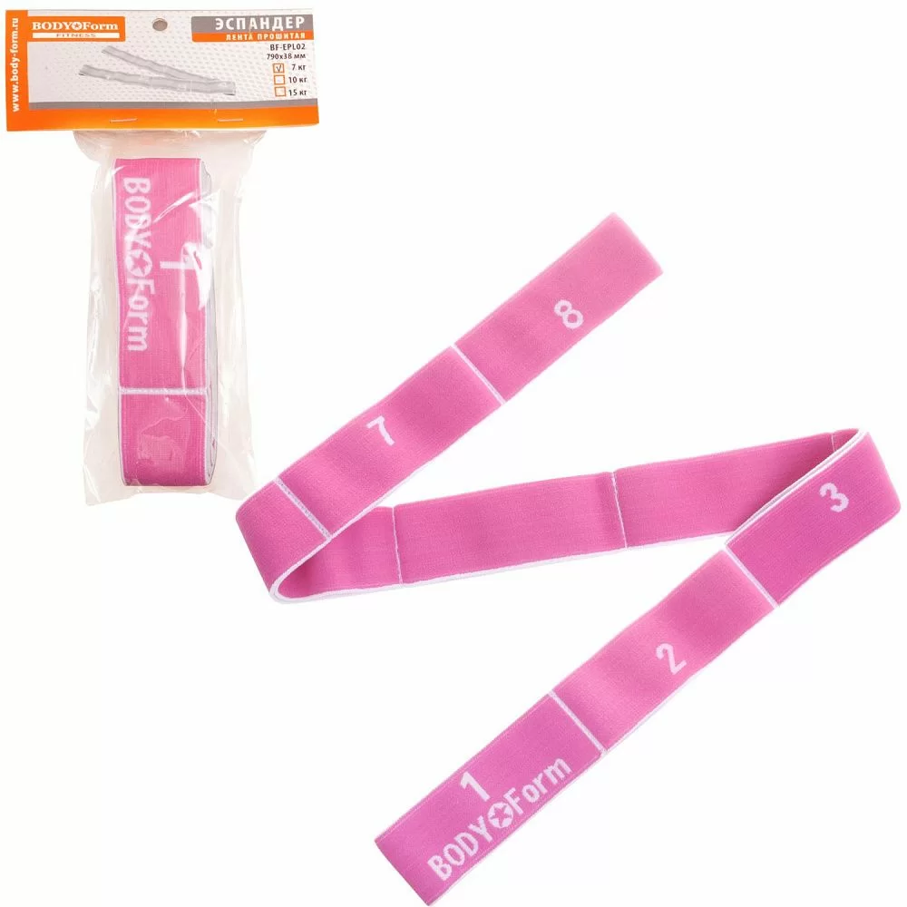 Эспандер лента прошитая Body Form 79 * 3.8 cм 7 кг pink BF-EPL02 Фото Эспандер лента прошитая Body Form 79 * 3.8 cм 7 кг pink BF-EPL02 со склада магазина Спортев