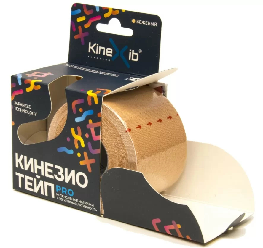 Тейп Кинезио Kinexib Pro 5 м * 5 см бежевый Фото Тейп Кинезио Kinexib Pro 5 м * 5 см бежевый со склада магазина Спортев