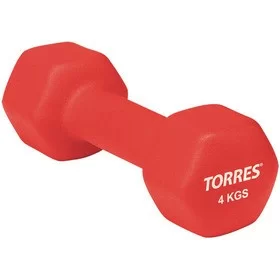 Гантель неопреновая 4 кг Torres красный PL55014 Фото Гантель неопреновая 4 кг Torres красный PL55014 со склада магазина Спортев
