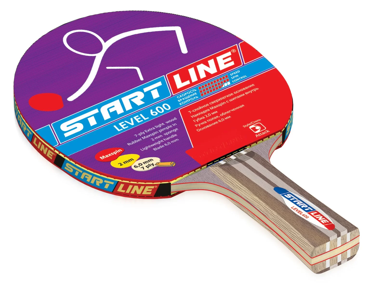 Ракетка для настольного тенниса Start Line Level 600 (прямая) 60-713 Фото Ракетка для настольного тенниса Start Line Level 600 (прямая) 60-713 со склада магазина Спортев