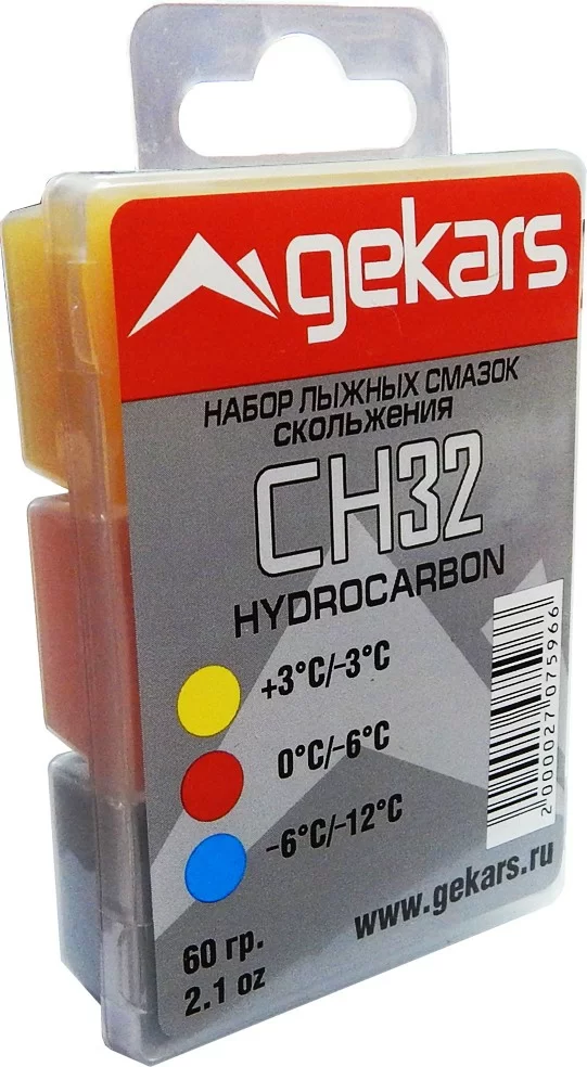 Набор парафинов/мазей скольжения Gekars Hydrocarbon CH32 (+3..-3; 0..-6; -6..-12°С) 2499 Фото Набор парафинов/мазей скольжения Gekars Hydrocarbon CH32 (+3..-3; 0..-6; -6..-12°С) 2499 со склада магазина Спортев