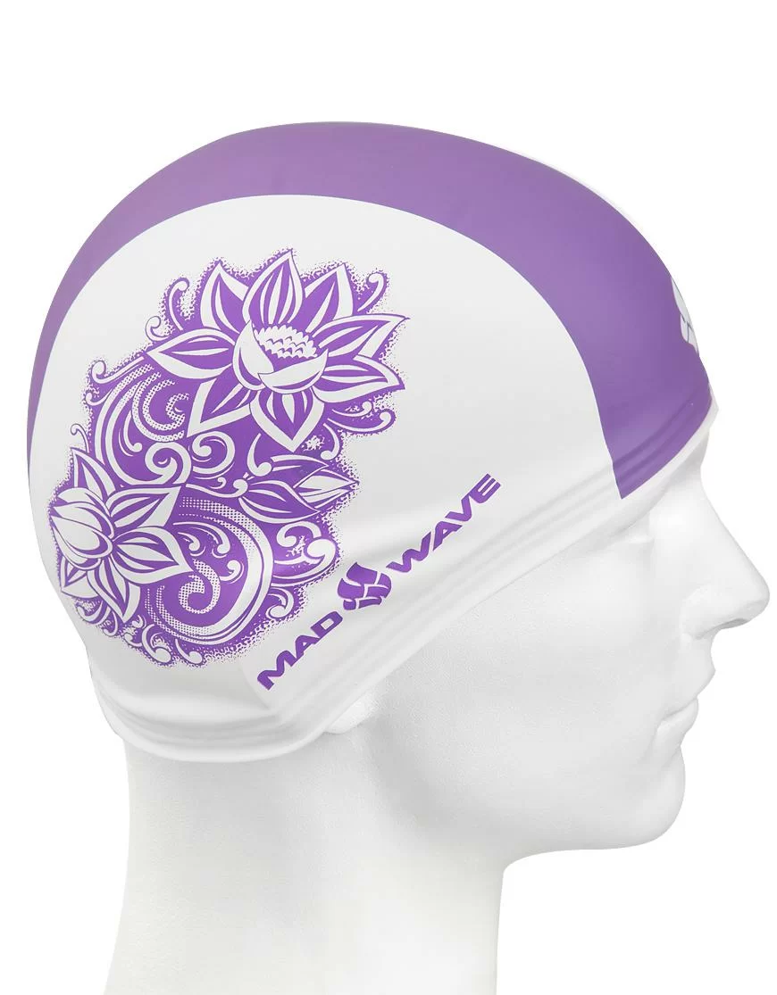 Шапочка для плавания Mad Wave Training Flower white/violet M0553 12 0 09W Фото Шапочка для плавания Mad Wave Training Flower white/violet M0553 12 0 09W со склада магазина Спортев