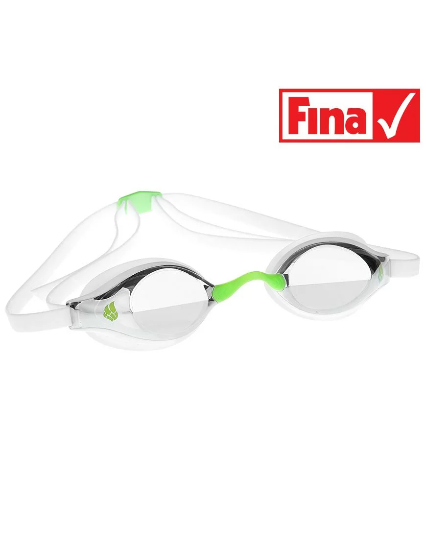 Очки для плавания Mad Wave Record Breaker Mirror стартовые white/green M0454 02 0 02W Фото Очки для плавания Mad Wave Record Breaker Mirror стартовые white/green M0454 02 0 02W со склада магазина Спортев