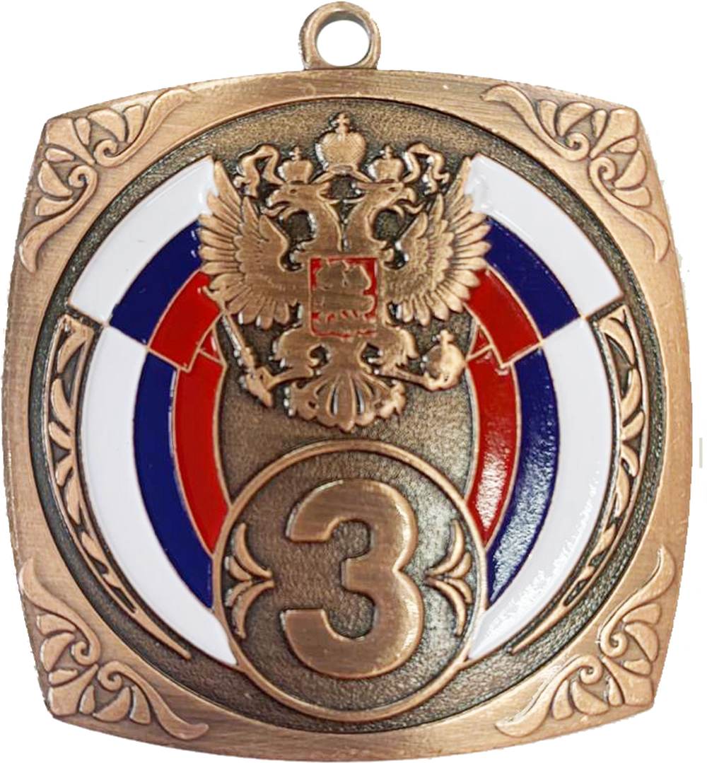 Медаль АТ501 RUS 50х50 мм Фото Медаль АТ501 RUS 50х50 мм со склада магазина Спортев